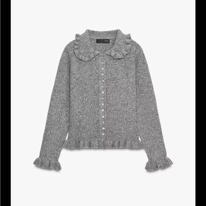 Zara Gray Ruffled Cardigan